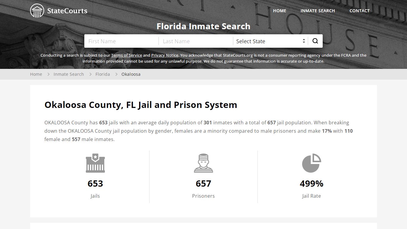 Okaloosa County, FL Inmate Search - StateCourts